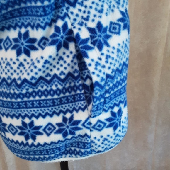 Fleece Vest Sleeveless Full Zip Blue White Nordic Snowflake Sz M - Picture 5 of 13